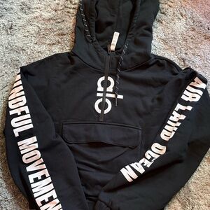 ALO Yoga Black Hoodie with White Text
